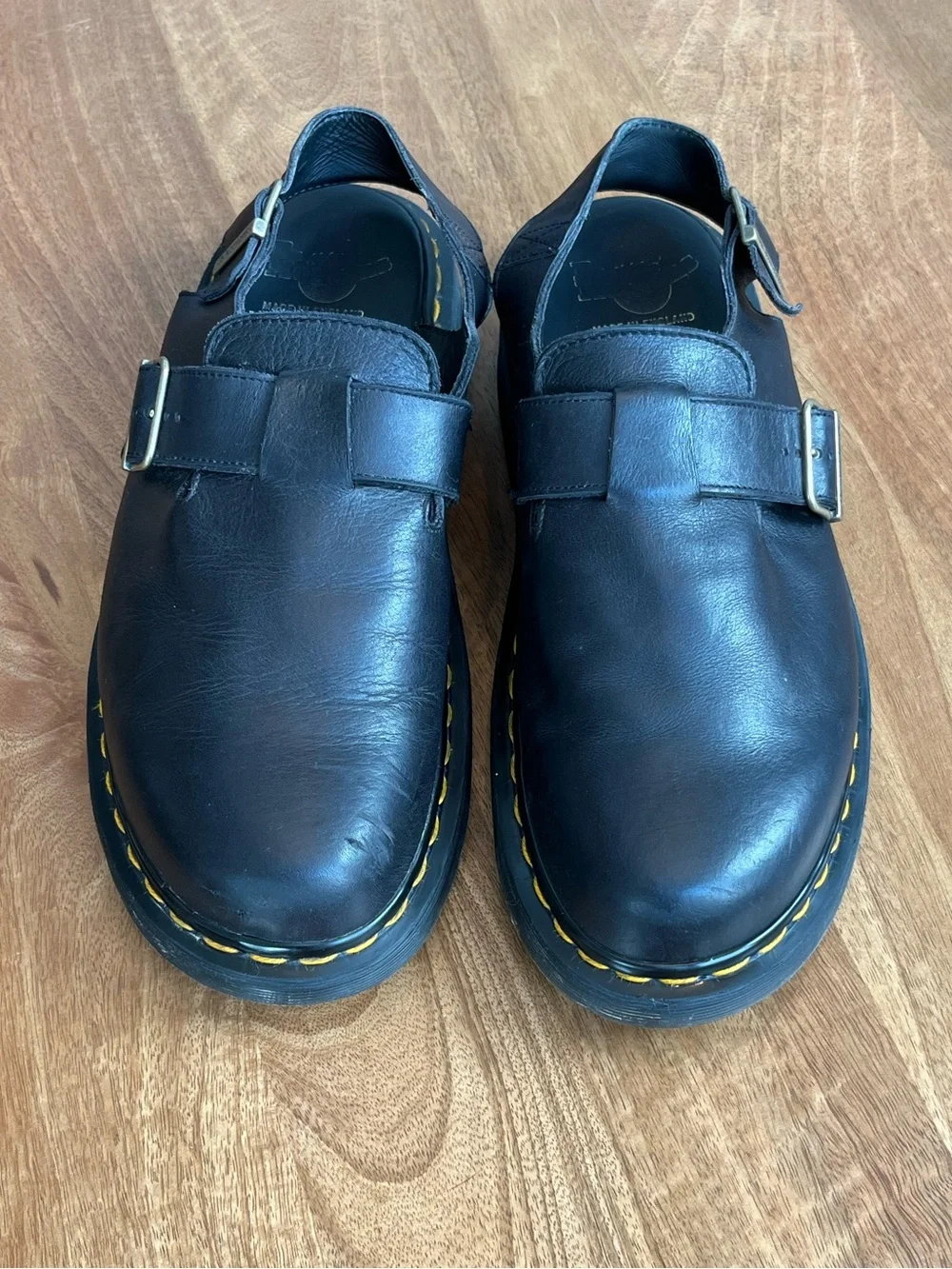 Vintage Dr. Martens Mens 11 Black Leather Slingback Clog Style Shoes